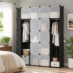 Durable Black Modular Cabinet with 14 Compartments