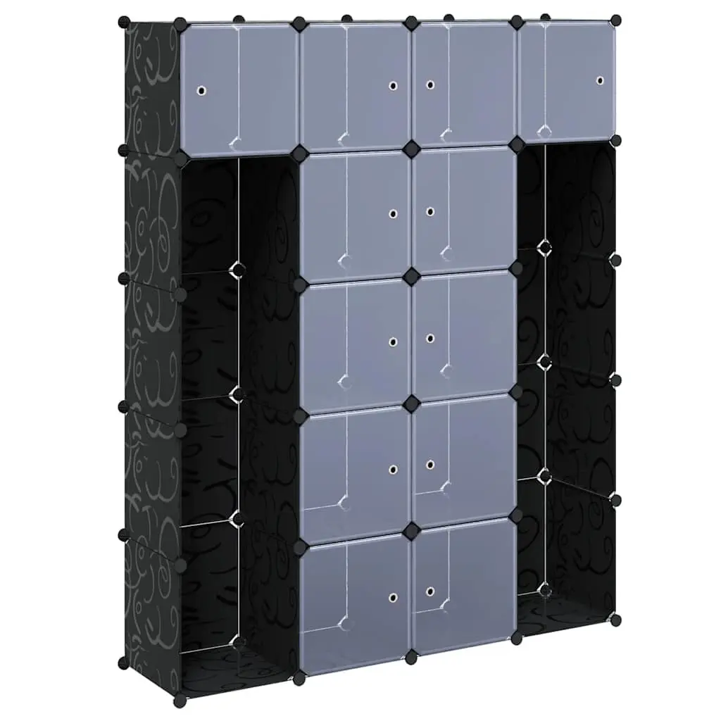 Black Modular Cabinet with 14 Compartments