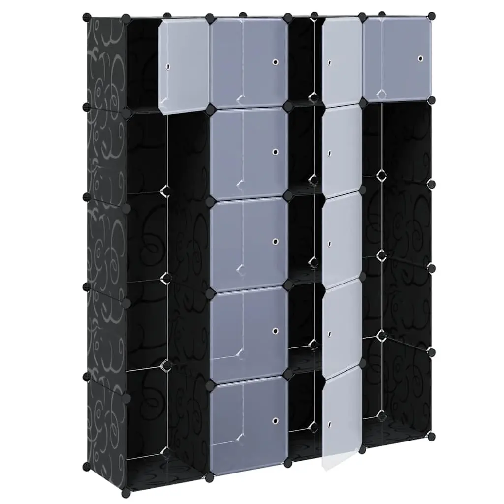 Black Modular Cabinet with 14 Compartments
