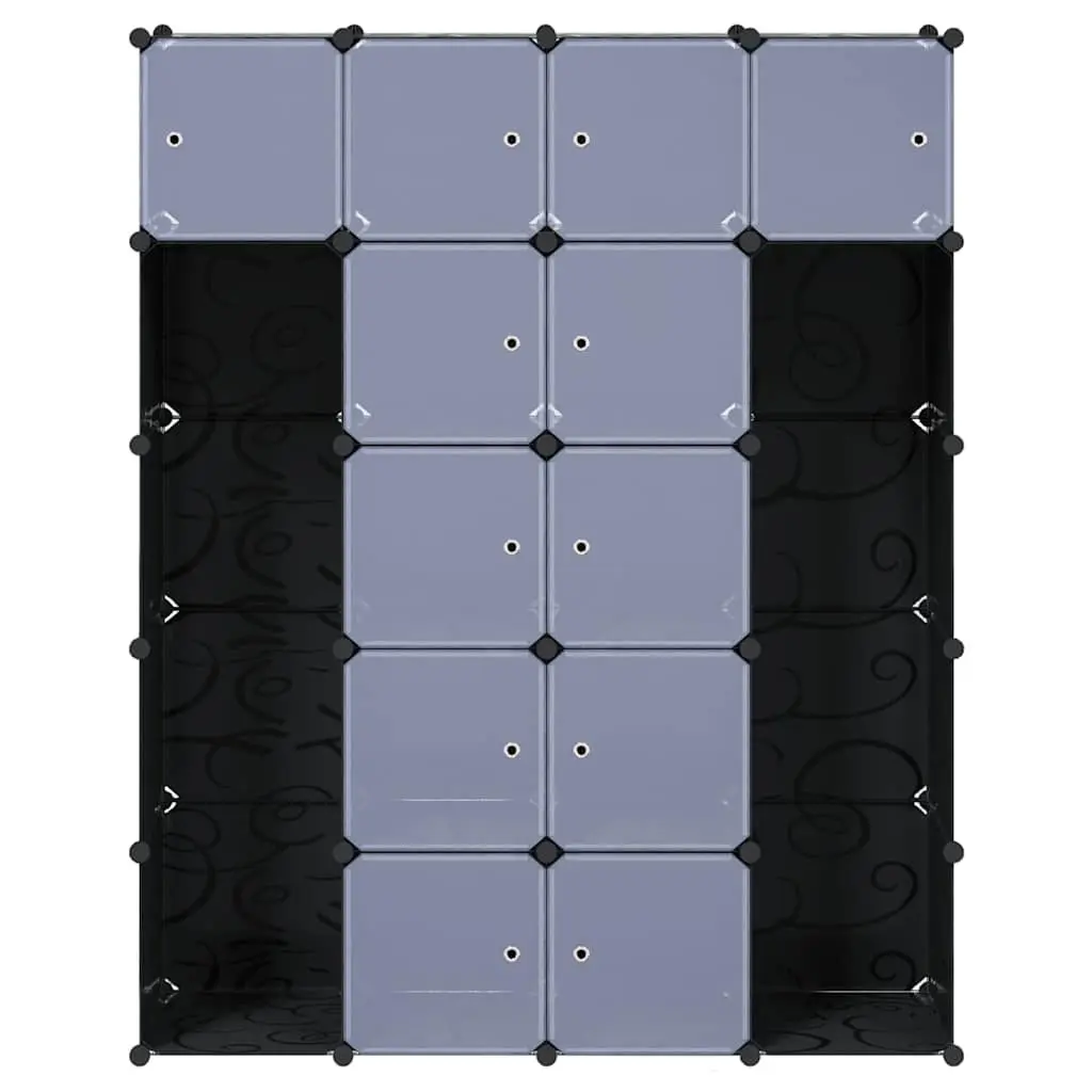 Black Modular Cabinet with 14 Compartments