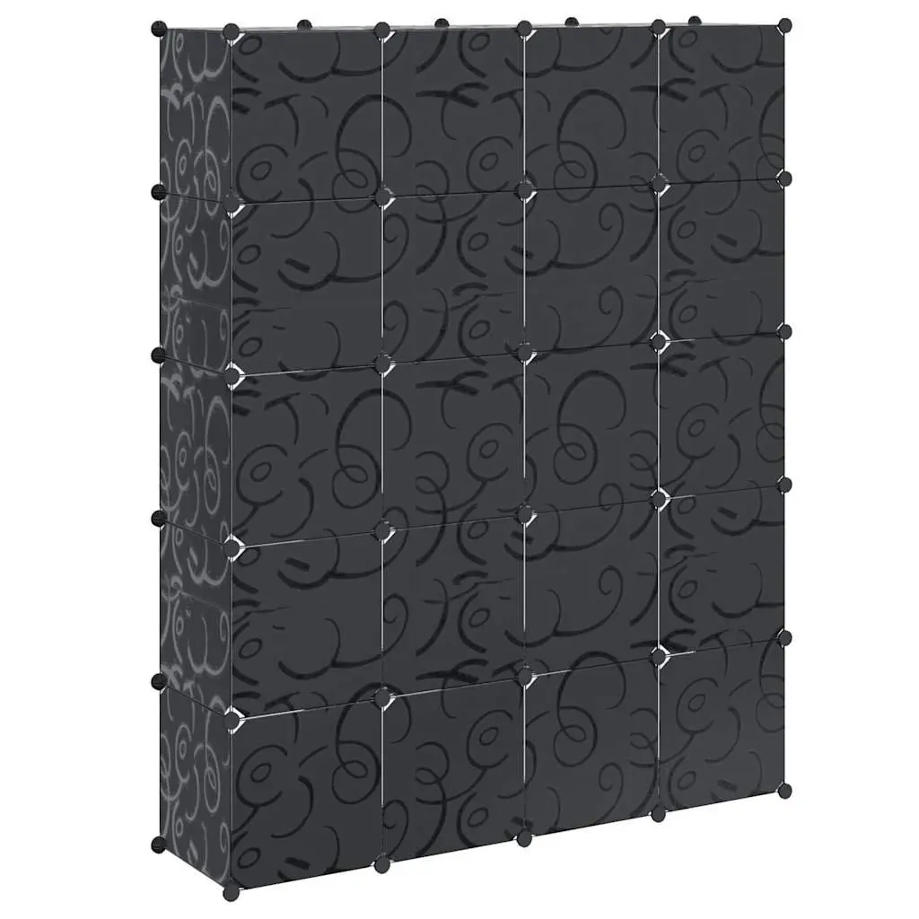 Black Modular Cabinet with 14 Compartments