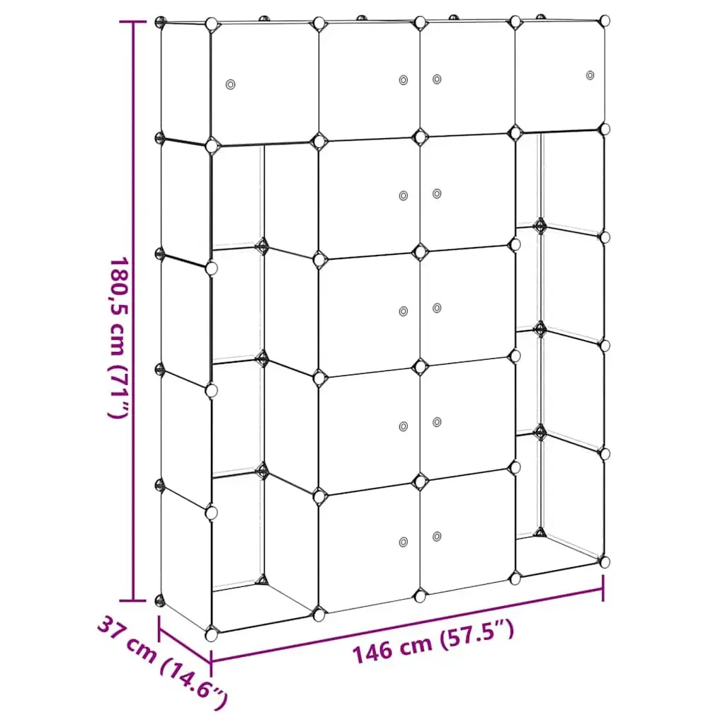 Black Modular Cabinet with 14 Compartments