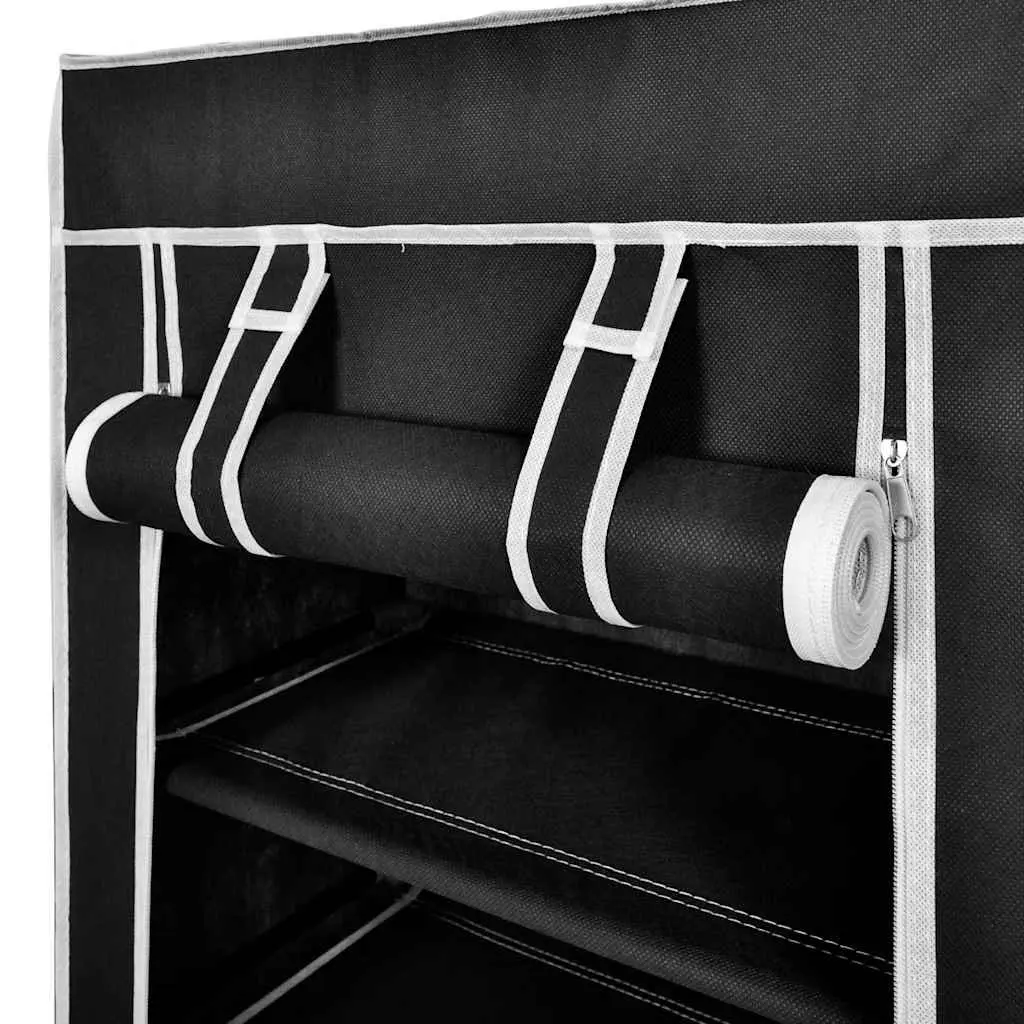 Shoe Cabinet Fabric 5-Tier Black Organiser Storage Rack with Removable Cover