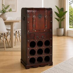 Sturdy Wooden Wine Rack Storage for 9 Bottles