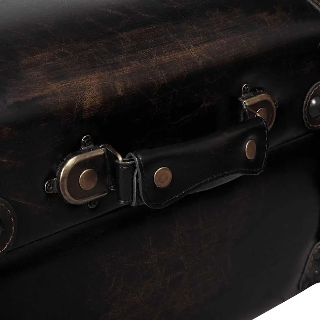 Long Storage Bench MDF Faux Leather Brown