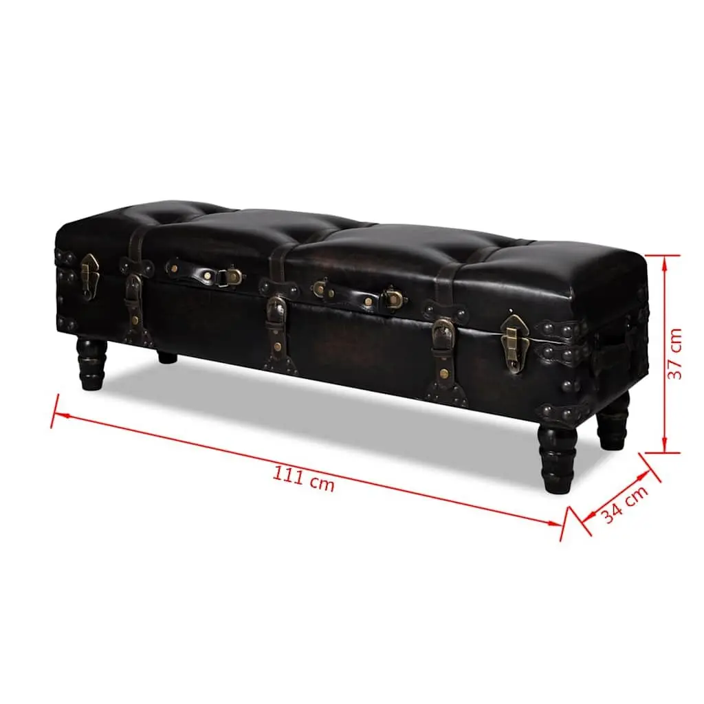 Long Storage Bench MDF Faux Leather Brown