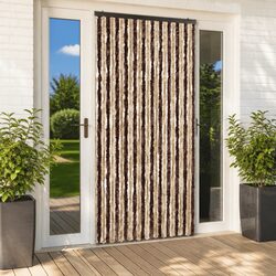 Beige Chenille Insect Curtain 100x220 cm for Doors