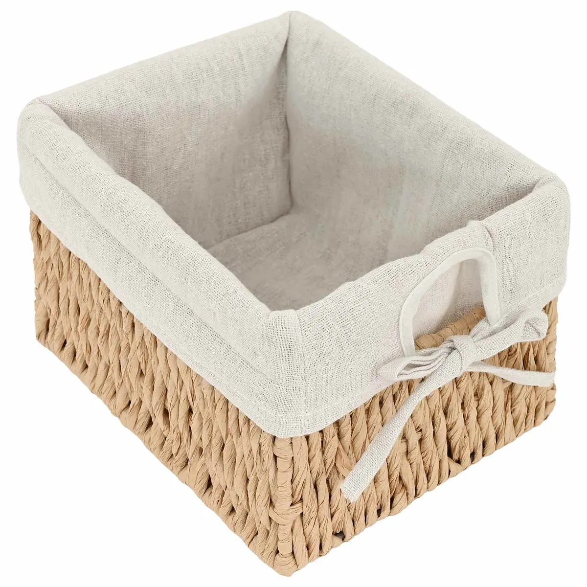 Wooden Storage Cabinet White 3 Weaving Baskets Country Style