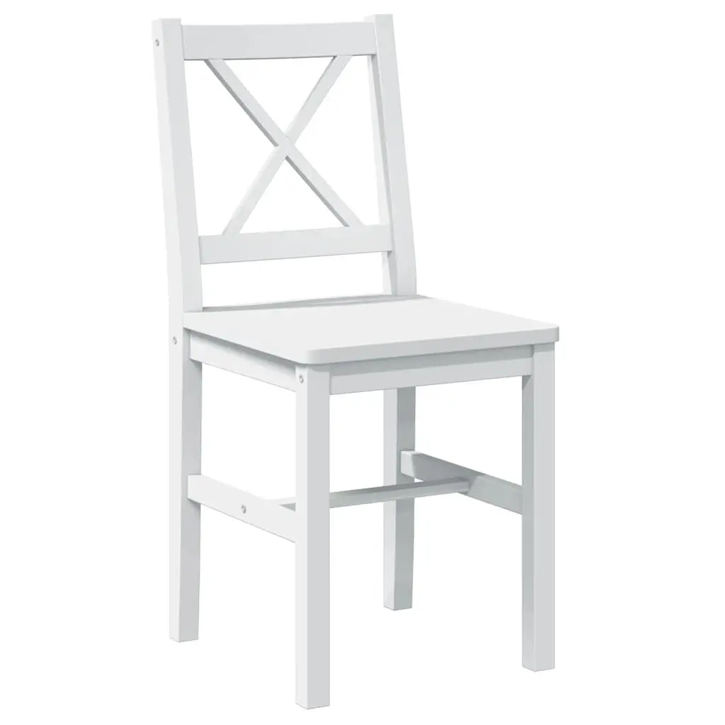 5-Piece White Solid Wood Dining Set with 4 Chairs