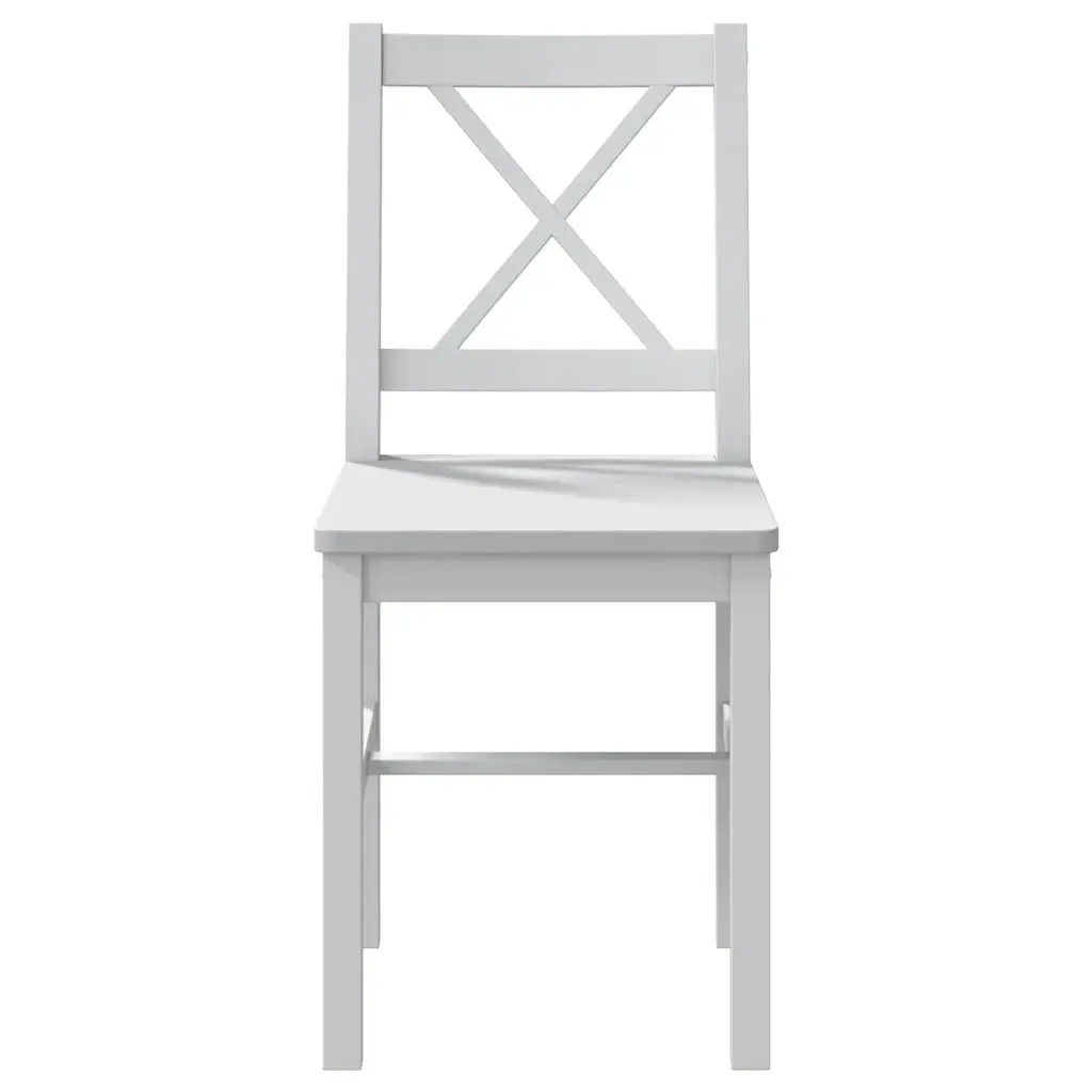 5-Piece White Solid Wood Dining Set with 4 Chairs