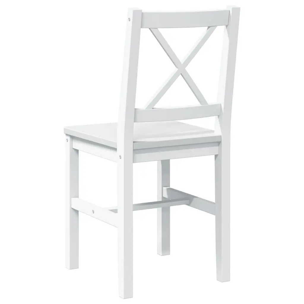 5-Piece White Solid Wood Dining Set with 4 Chairs