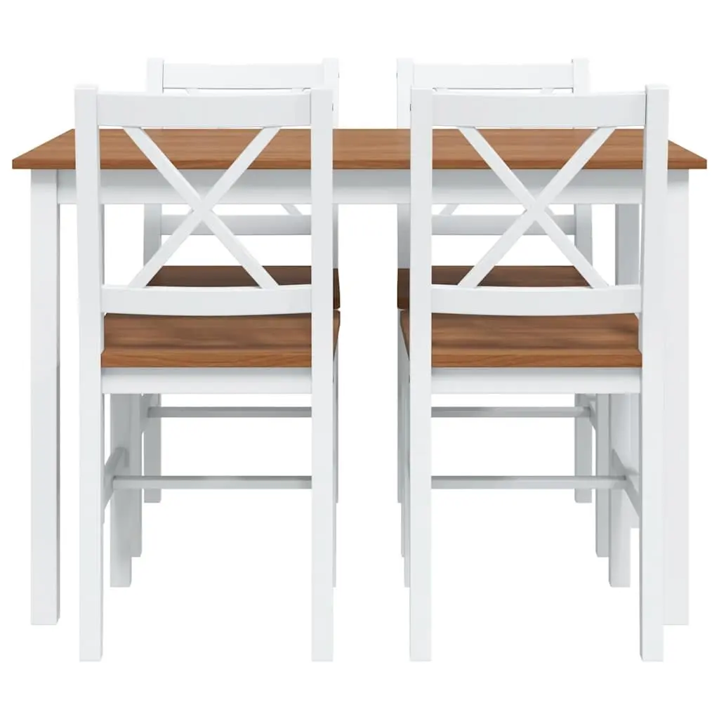 5 Piece Dining Set with Brown and White Finish