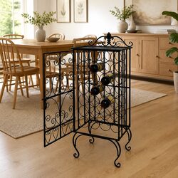 Elegant Black Metal Wine Rack for 28 Bottles