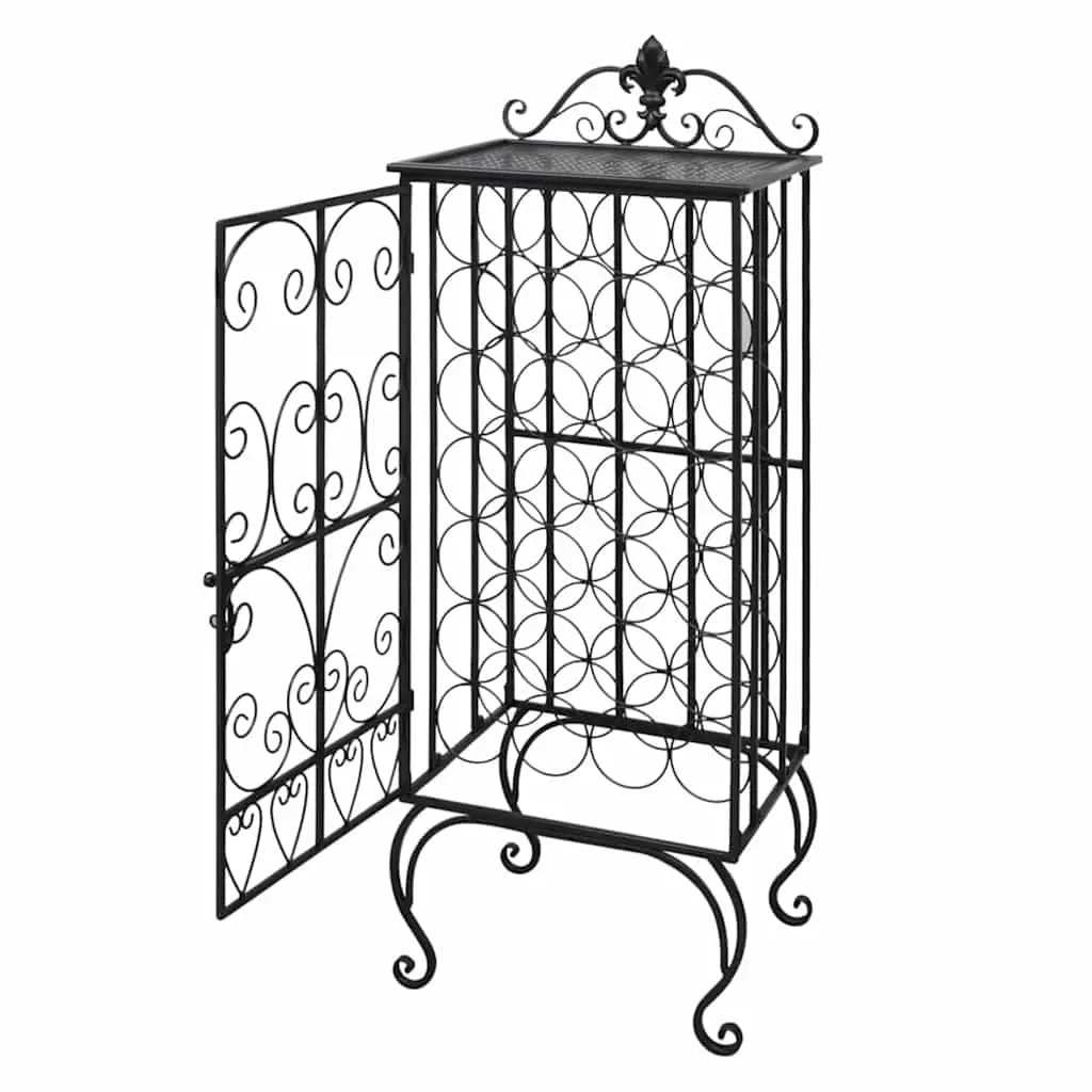 Black Metal Wine Rack for 28 Bottles