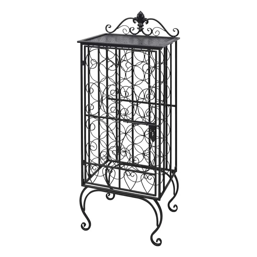 Black Metal Wine Rack for 28 Bottles