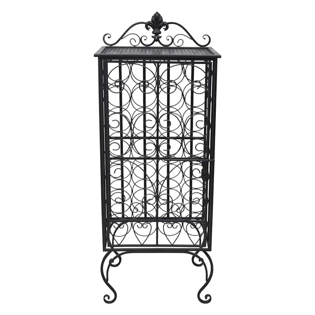 Black Metal Wine Rack for 28 Bottles