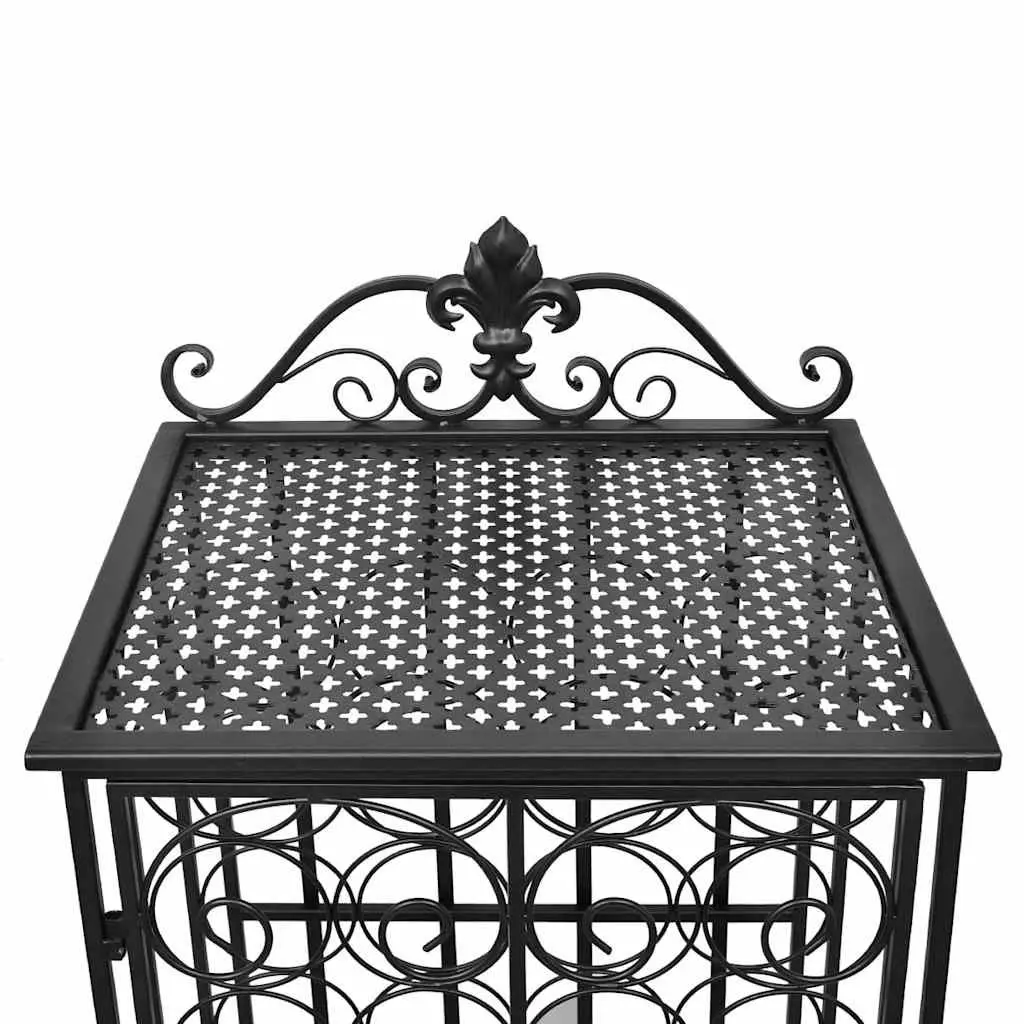 Black Metal Wine Rack for 28 Bottles