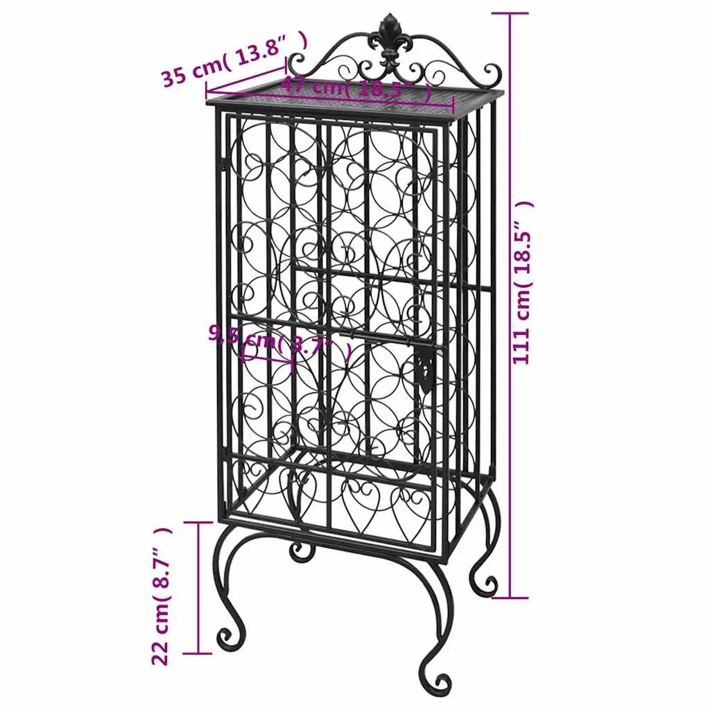 Black Metal Wine Rack for 28 Bottles