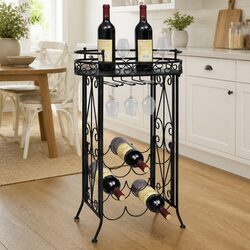 Stylish Black Metal Wine Rack for 9 Bottles