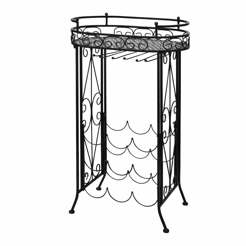 Black Metal Wine Rack for 9 Bottles