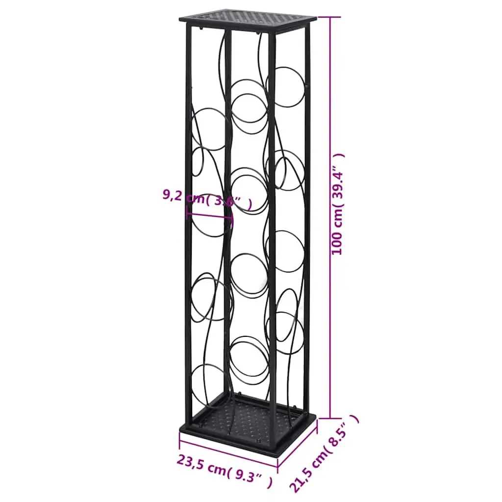 Black Metal Wine Rack for 8 Bottles