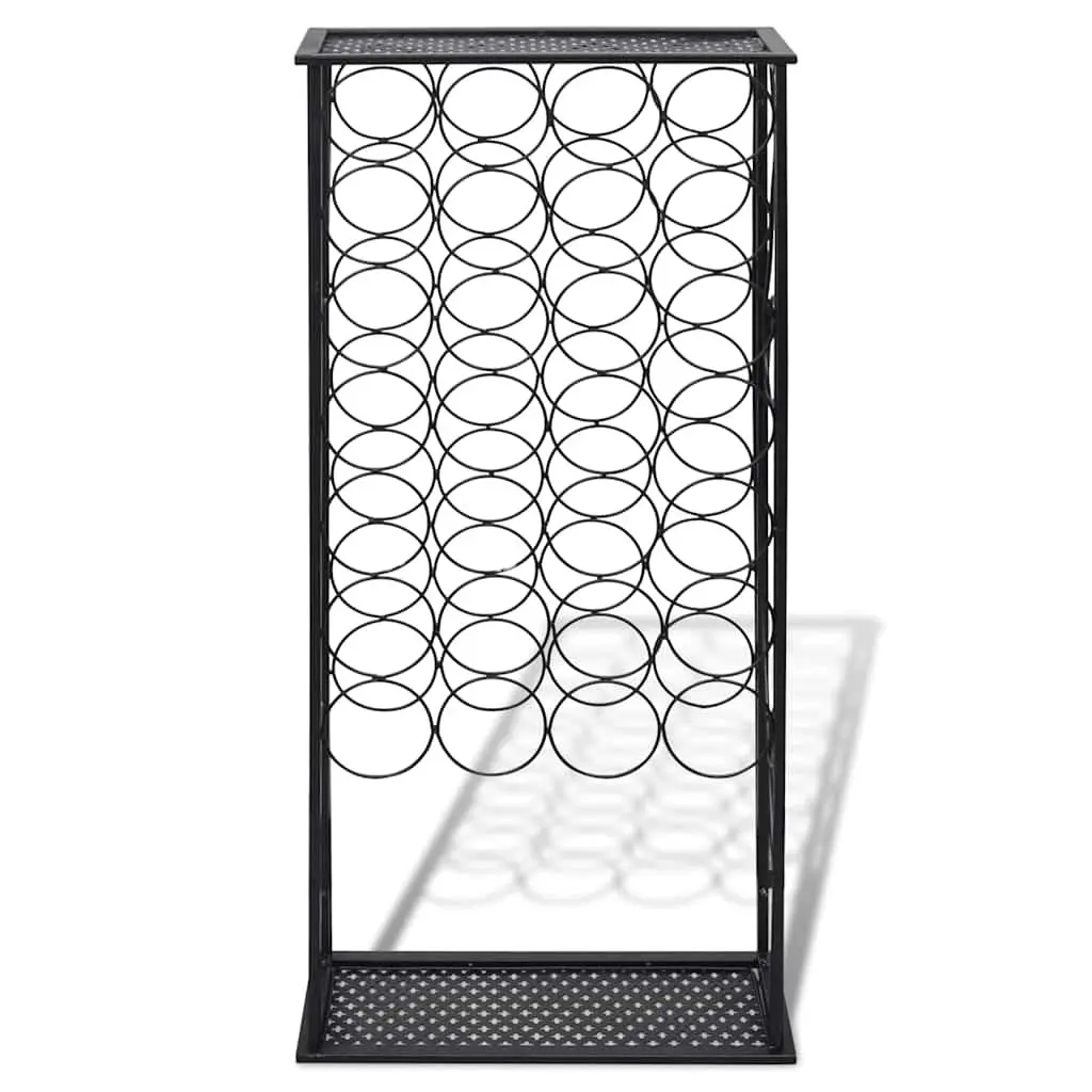 Wine Rack Wrought Iron Floor Standing 28 Bottle Black Cubic Display Stand Holder