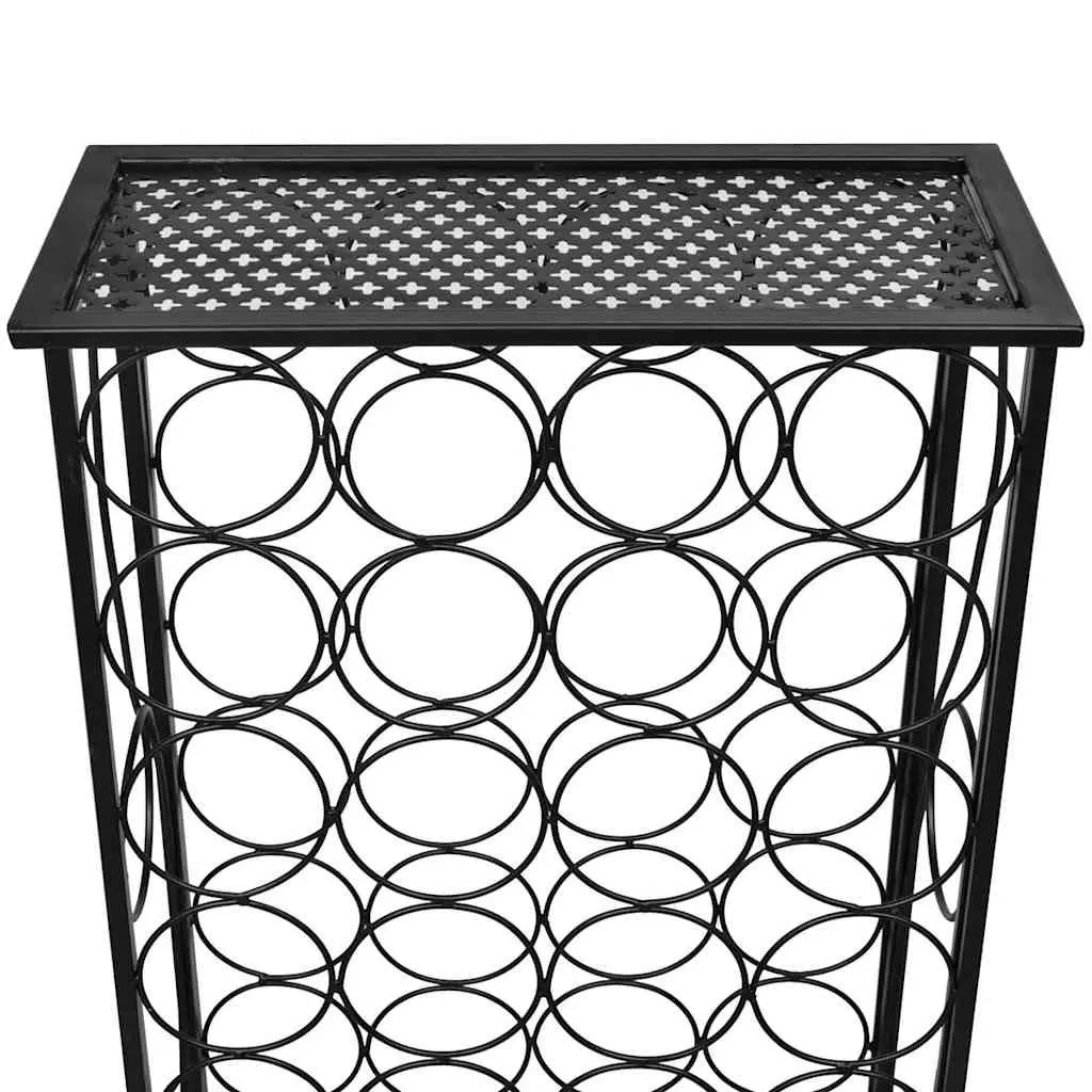 Wine Rack Wrought Iron Floor Standing 28 Bottle Black Cubic Display Stand Holder