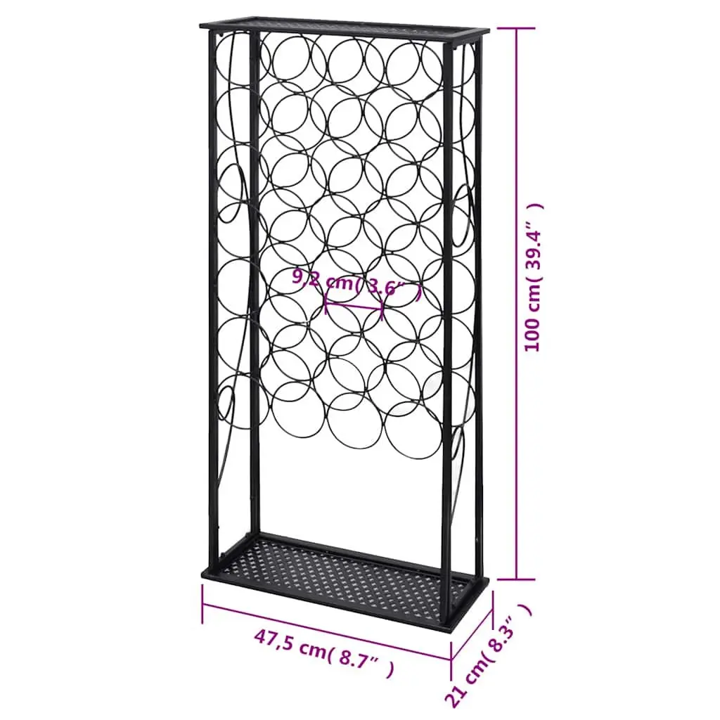 Wine Rack Wrought Iron Floor Standing 28 Bottle Black Cubic Display Stand Holder