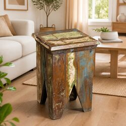 Compact Vintage Wooden Stool with Solid Build Quality