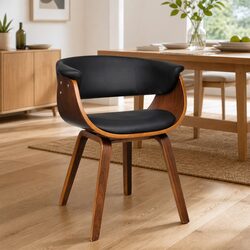 Dining Chair Bent Wood Frame Faux Leather Seat Kitchen Room Furniture Black