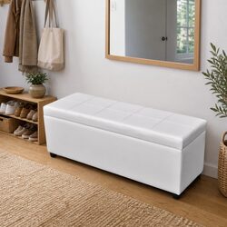 Stylish Wooden Storage Bench with Padded Seat