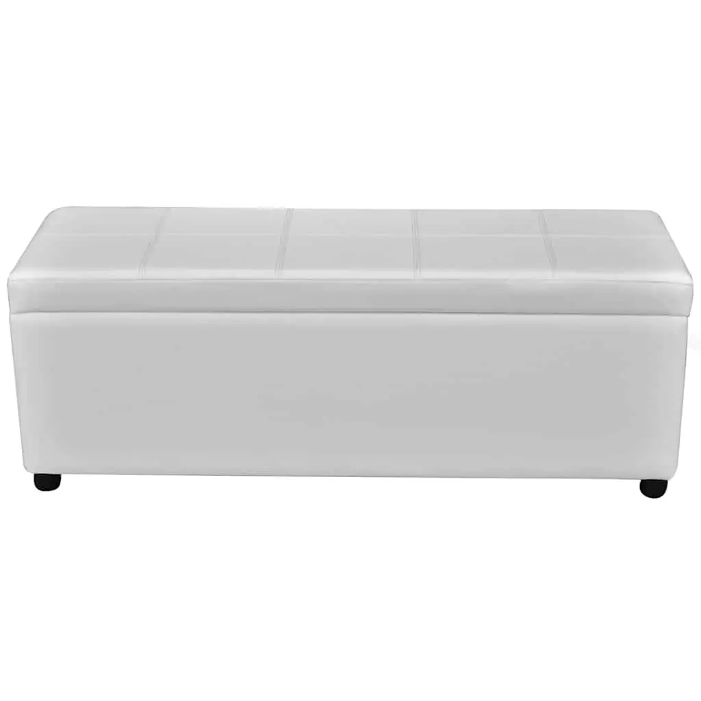 Storage Bench Wood White Padded Seat 150cm