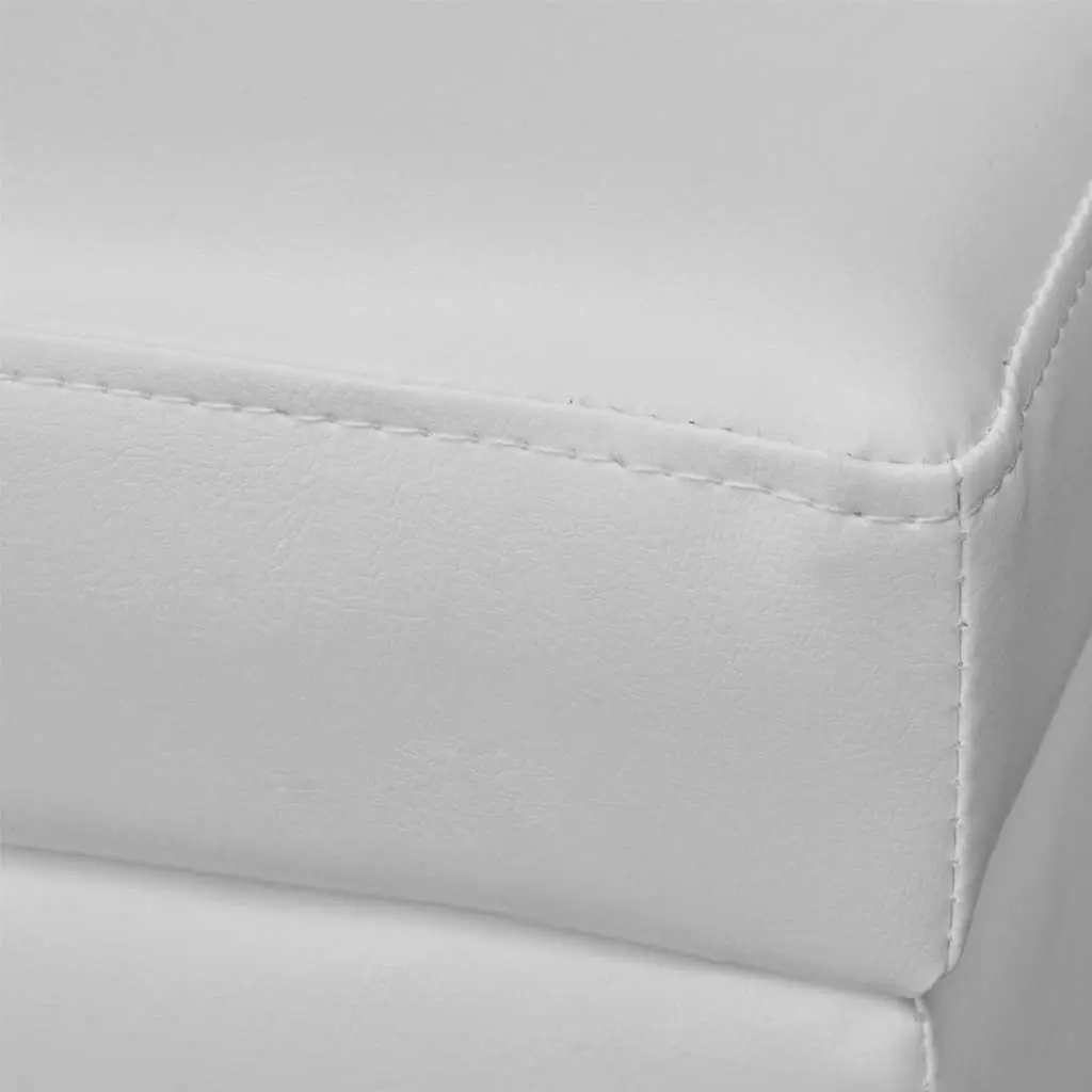 Storage Bench Wood White Padded Seat 150cm
