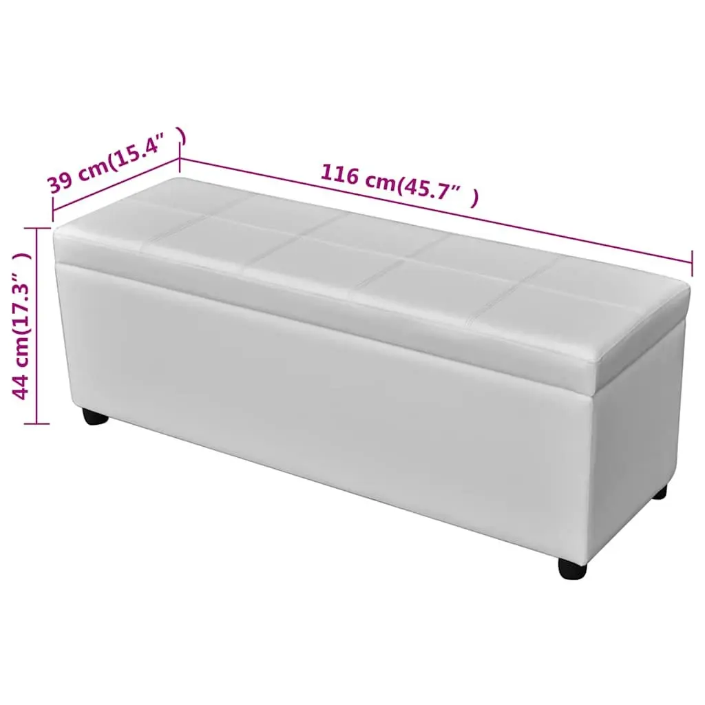 Storage Bench Wood White Padded Seat 150cm