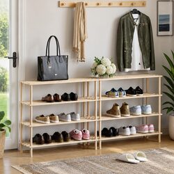 4-Tier Wooden Shoe Rack for Organizing Footwear