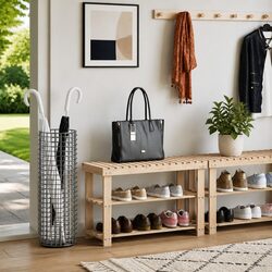 Solid Wood Shoe Rack with Integrated Bench for Entryway