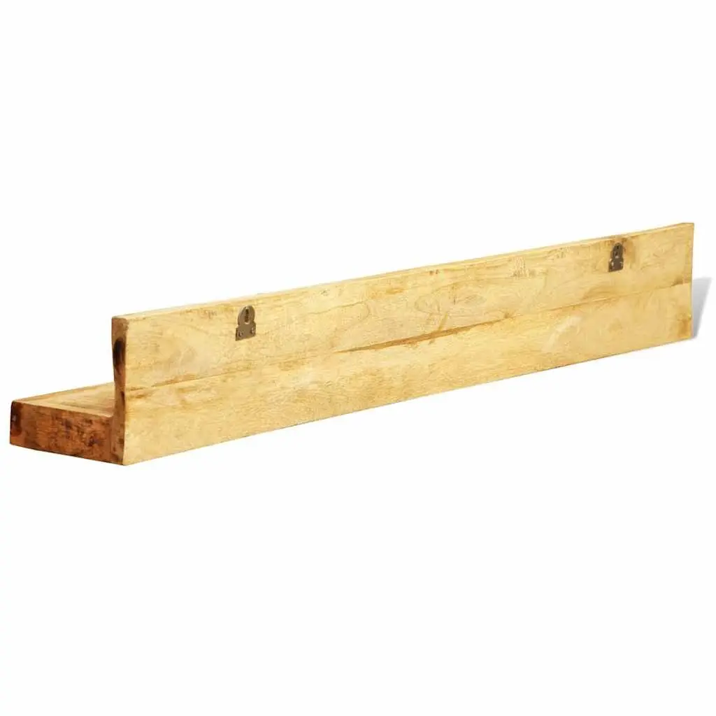 Wall Mounted Display Shelf Solid Wood Brown Set of 2