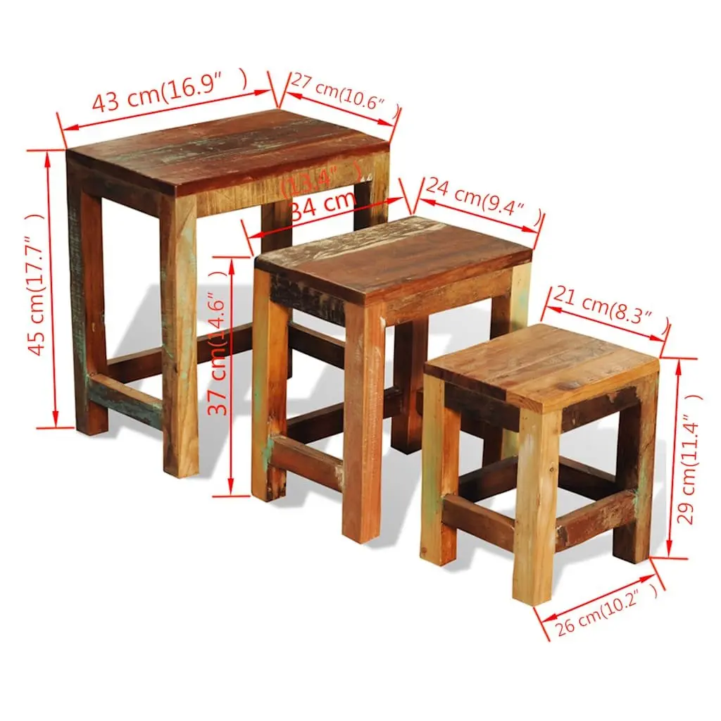 Nesting Table Set 3 Pieces End Table Living Room Coffee Table Stackable Brown