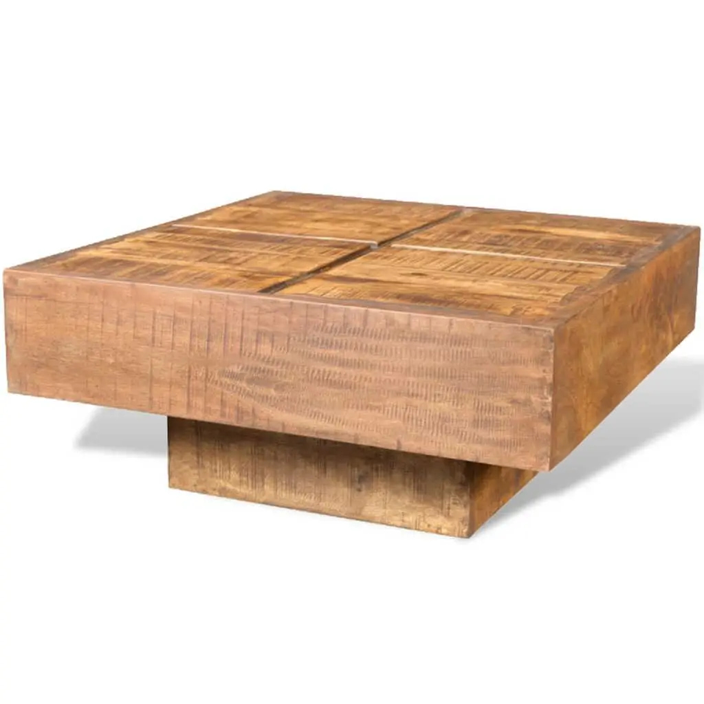 Antique-Style Square Coffee Table in Brown Mango Wood