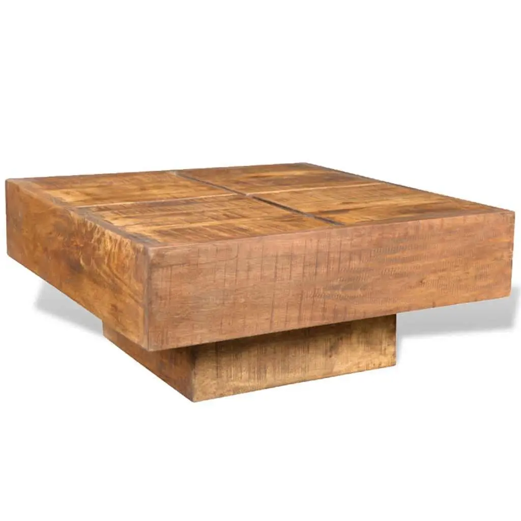 Antique-Style Square Coffee Table in Brown Mango Wood