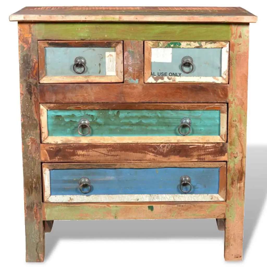 Reclaimed Wood Chest of Drawers Cabinet Storage 4 Drawer Brown Bedroom Furniture