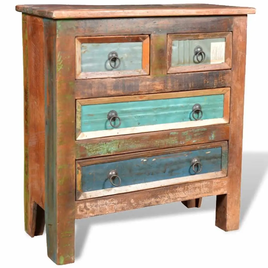 Reclaimed Wood Chest of Drawers Cabinet Storage 4 Drawer Brown Bedroom Furniture