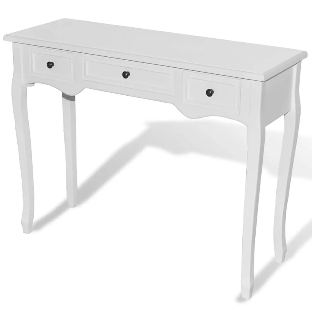 White Console Dressing Table with Three Drawers