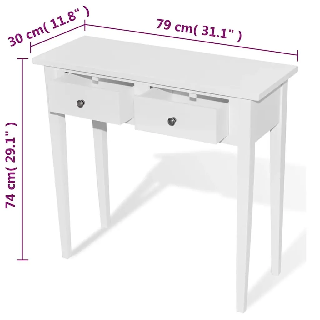 White Console Table with Two Drawers