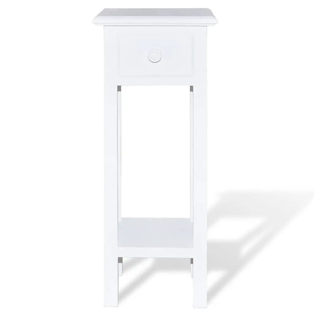White End Table with Drawer for Home Storage