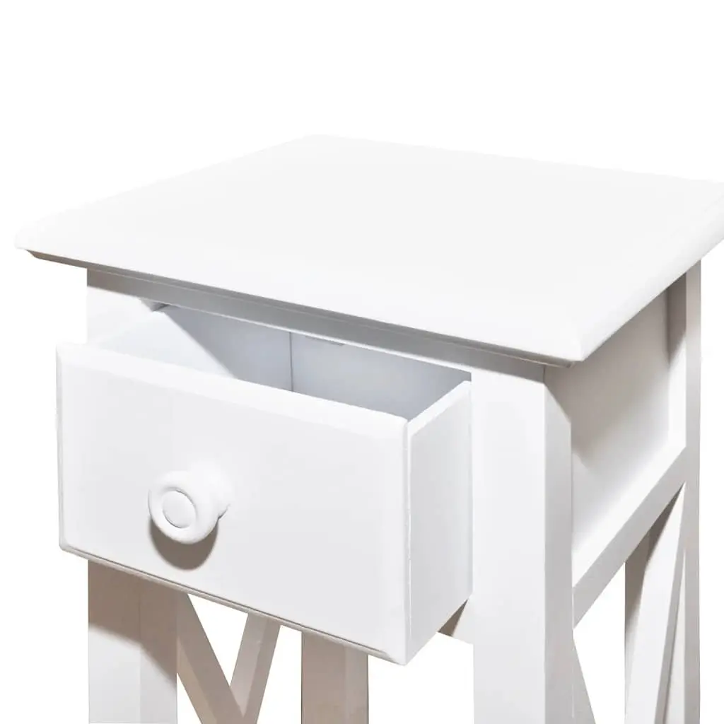 White End Table with Drawer for Home Storage