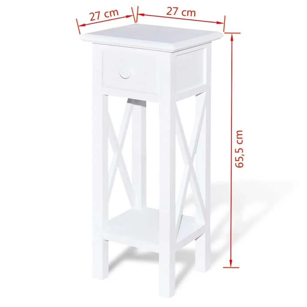 White End Table with Drawer for Home Storage