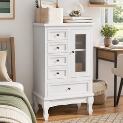 5 Drawer Cabinet Storage Unit with 2 Shelves in White