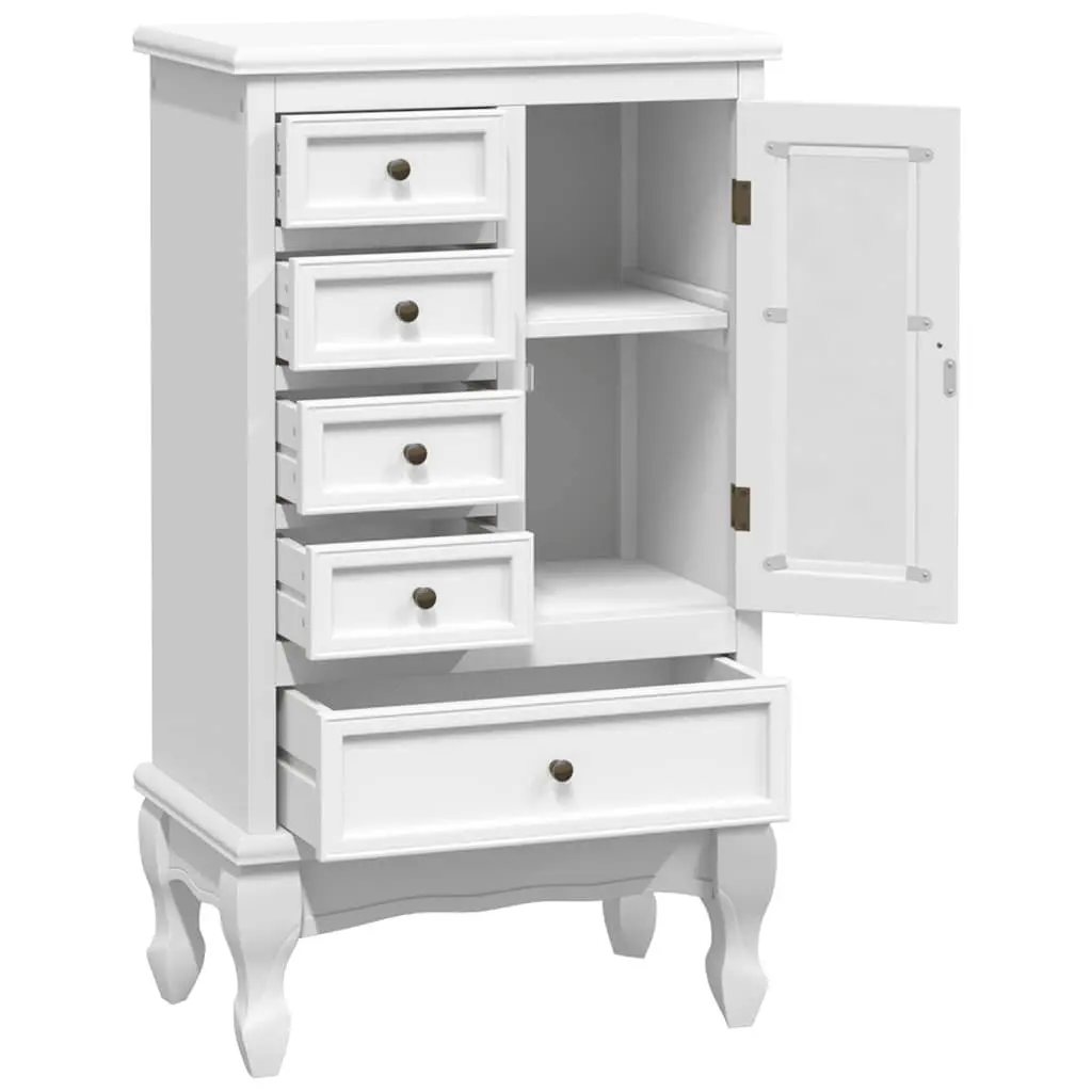 Chest of Drawers MDF Pinewood 5 Drawer 2 Shelf Storage Unit White