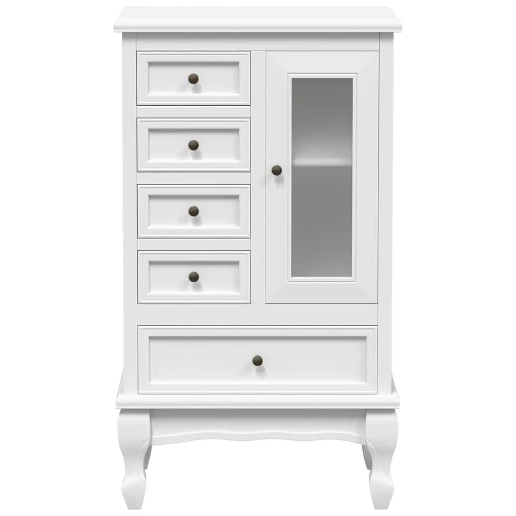 Chest of Drawers MDF Pinewood 5 Drawer 2 Shelf Storage Unit White